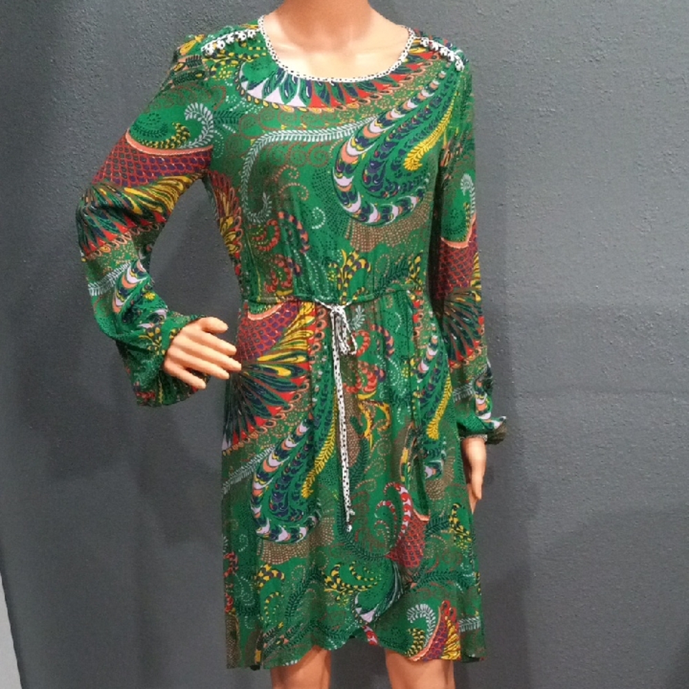 Anthropologie Maeve Janis Dress Colorful Paisley Long Sleeve Dress